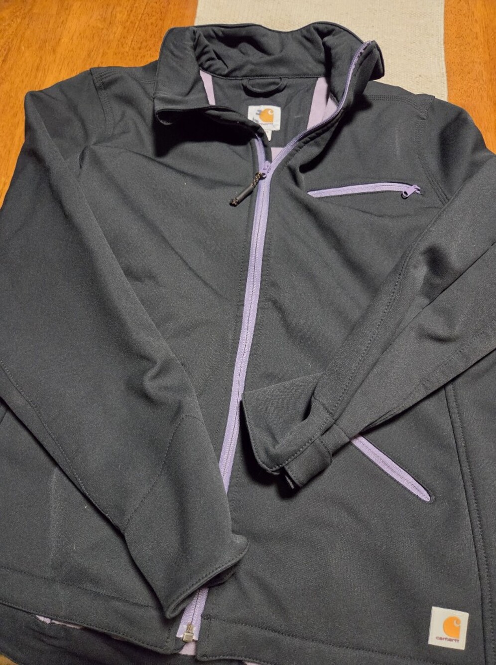 Carhartt Black Softshell Jacket with Lavender Trim
